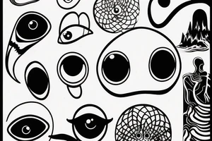 A simple outline of a ghost with just two oval eyes and a wavy, curving bottom for the body. Minimalist and spooky. tattoo idea