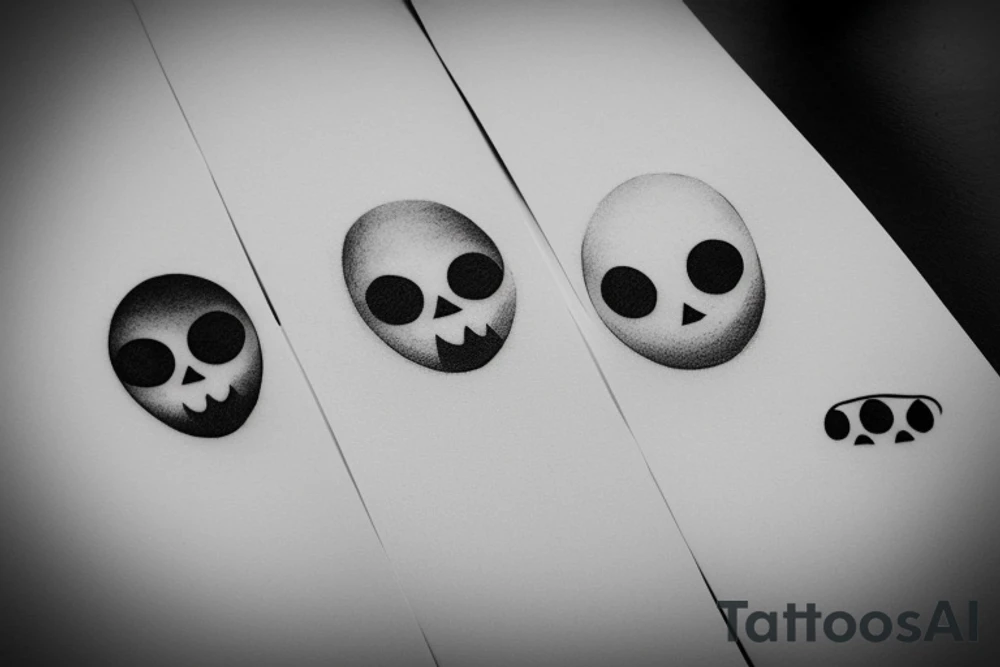 A simple outline of a ghost with just two oval eyes and a wavy, curving bottom for the body. Minimalist and spooky. tattoo idea