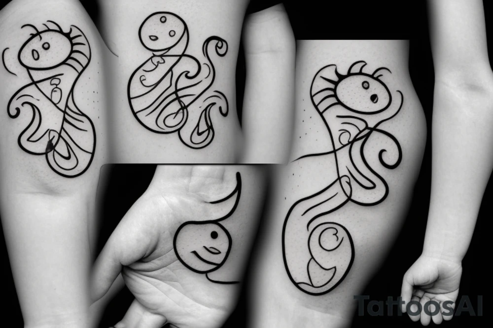 A simple outline of a ghost with just two oval eyes and a wavy, curving bottom for the body. Minimalist and spooky. tattoo idea
