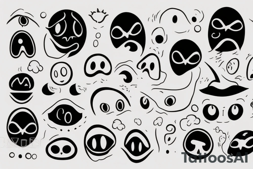 A simple outline of a ghost with just two oval eyes and a wavy, curving bottom for the body. Minimalist and spooky. tattoo idea