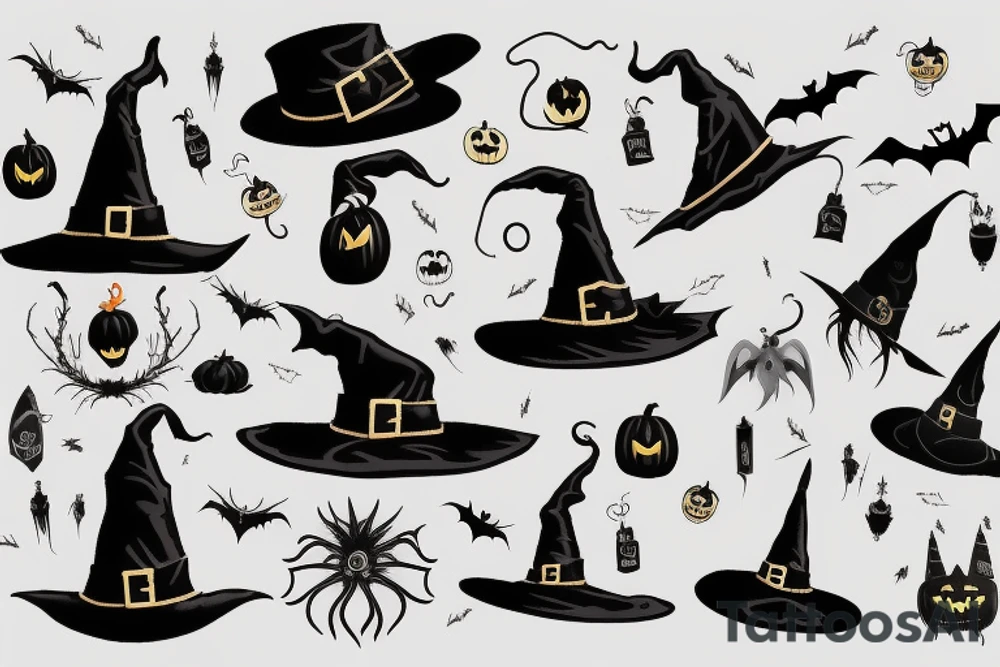 A single-pointed witch's hat, an iconic symbol of Halloween tattoo idea