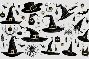 A single-pointed witch's hat, an iconic symbol of Halloween tattoo idea