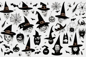 A single-pointed witch's hat, an iconic symbol of Halloween tattoo idea