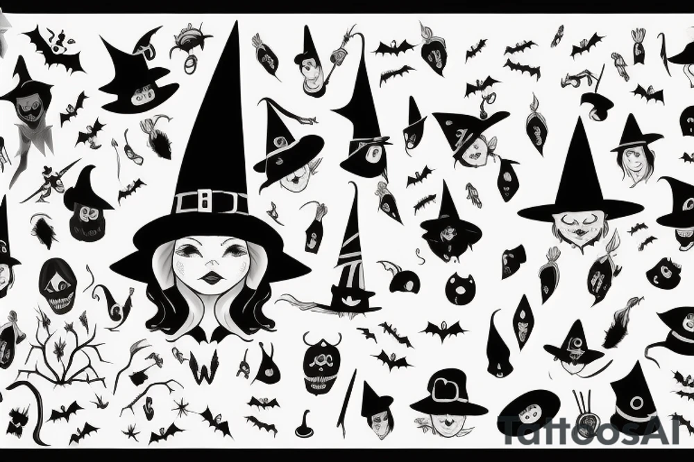 A single-pointed witch's hat, an iconic symbol of Halloween tattoo idea