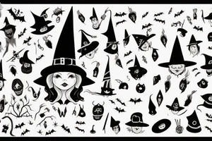 A single-pointed witch's hat, an iconic symbol of Halloween tattoo idea