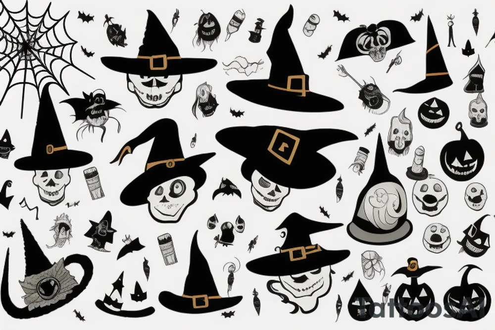 A single-pointed witch's hat, an iconic symbol of Halloween tattoo idea