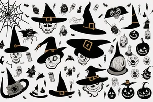 A single-pointed witch's hat, an iconic symbol of Halloween tattoo idea