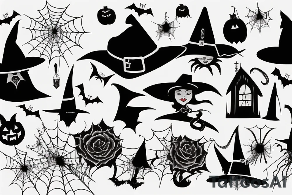 A single-pointed witch's hat, an iconic symbol of Halloween tattoo idea