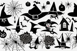 A single-pointed witch's hat, an iconic symbol of Halloween tattoo idea