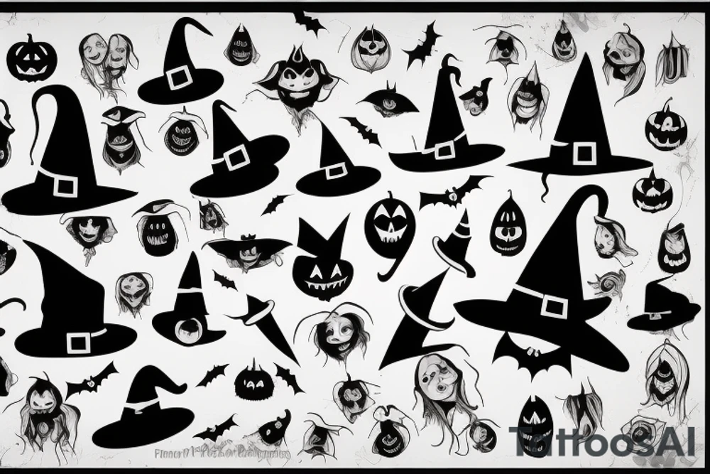 A single-pointed witch's hat, an iconic symbol of Halloween tattoo idea