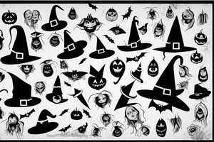 A single-pointed witch's hat, an iconic symbol of Halloween tattoo idea