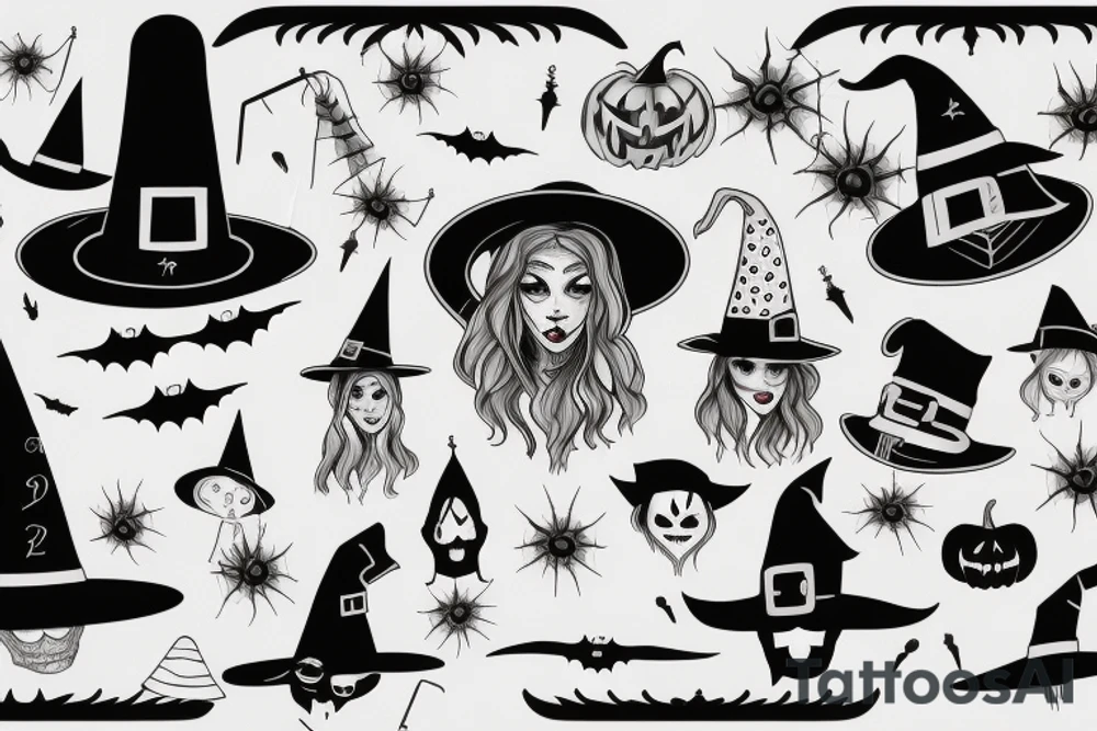 A single-pointed witch's hat, an iconic symbol of Halloween tattoo idea