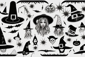 A single-pointed witch's hat, an iconic symbol of Halloween tattoo idea