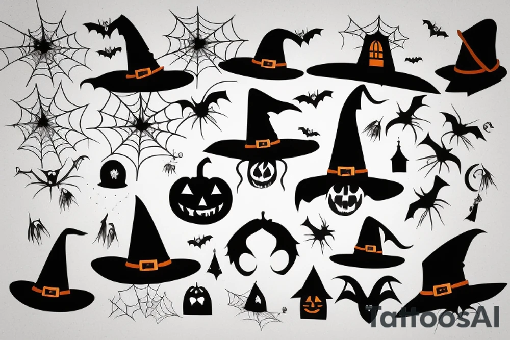 A single-pointed witch's hat, an iconic symbol of Halloween tattoo idea