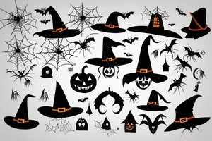 A single-pointed witch's hat, an iconic symbol of Halloween tattoo idea