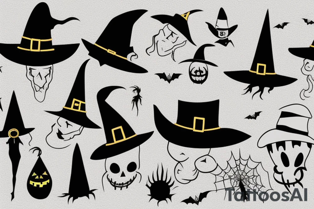 A single-pointed witch's hat, an iconic symbol of Halloween tattoo idea