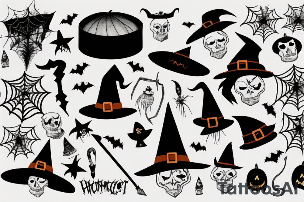 A single-pointed witch's hat, an iconic symbol of Halloween tattoo idea