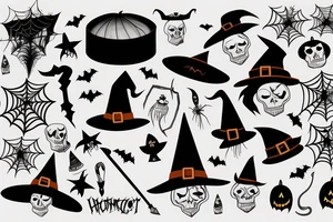 A single-pointed witch's hat, an iconic symbol of Halloween tattoo idea