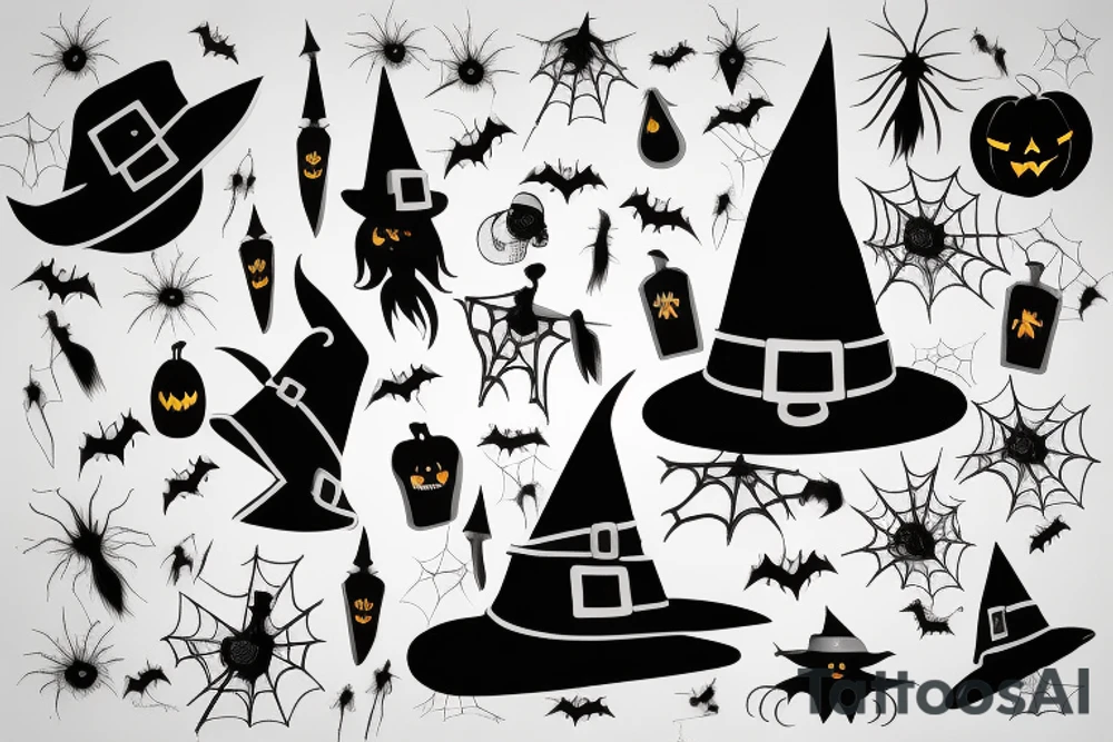 A single-pointed witch's hat, an iconic symbol of Halloween tattoo idea