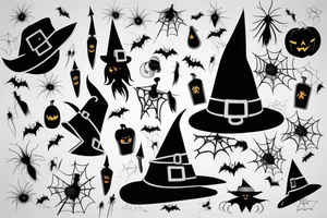 A single-pointed witch's hat, an iconic symbol of Halloween tattoo idea