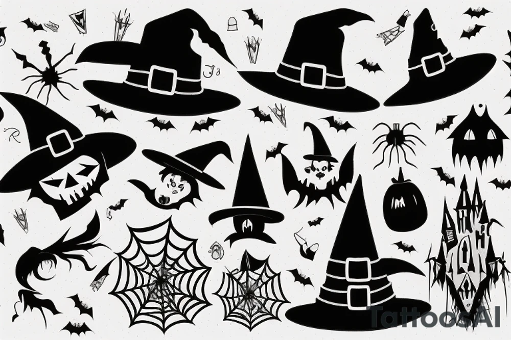 A single-pointed witch's hat, an iconic symbol of Halloween tattoo idea