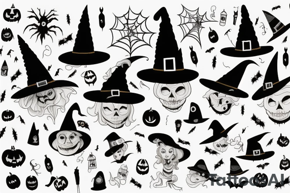 A single-pointed witch's hat, an iconic symbol of Halloween tattoo idea