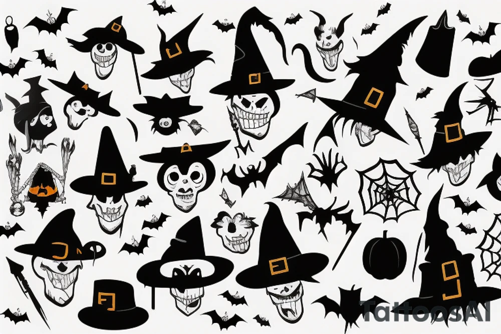 A single-pointed witch's hat, an iconic symbol of Halloween tattoo idea