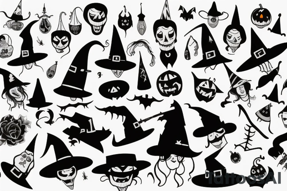 A single-pointed witch's hat, an iconic symbol of Halloween tattoo idea