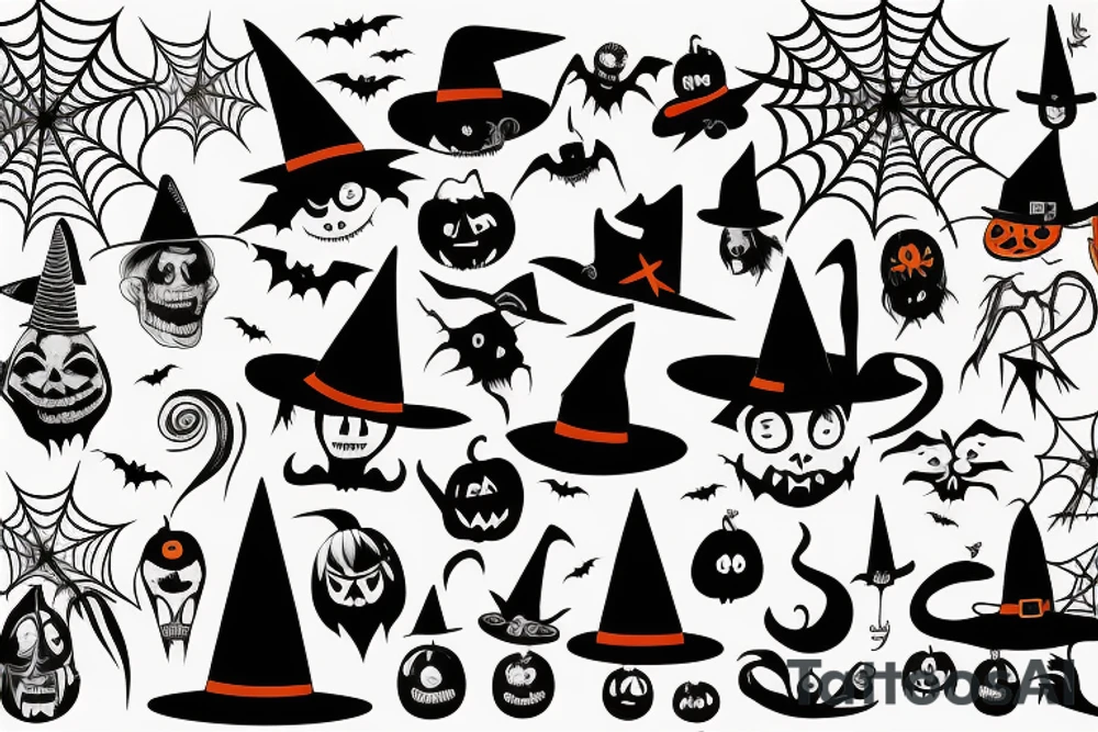 A single-pointed witch's hat, an iconic symbol of Halloween tattoo idea