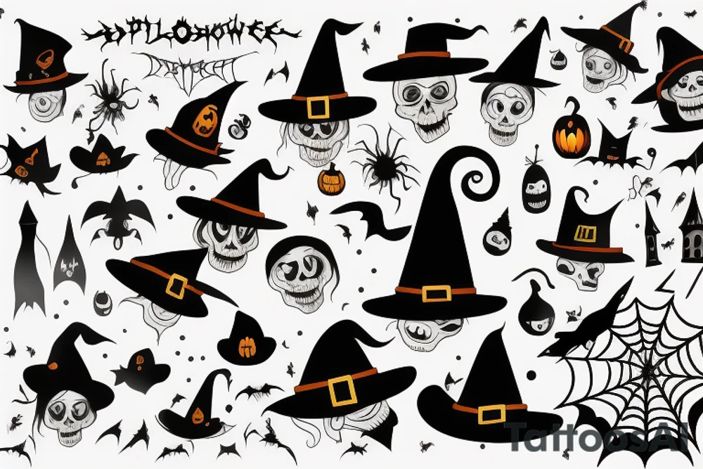 A single-pointed witch's hat, an iconic symbol of Halloween tattoo idea