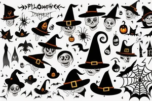 A single-pointed witch's hat, an iconic symbol of Halloween tattoo idea