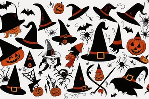 A single-pointed witch's hat, an iconic symbol of Halloween black and red tattoo idea