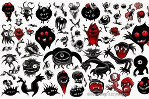 make 6 black and red monster tattoo idea