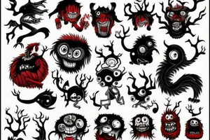 black and red monster tattoo idea