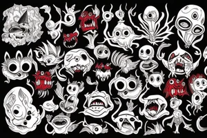 black and red monster tattoo idea