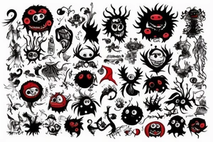 black and red monster tattoo idea