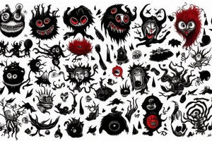 black and red monster tattoo idea