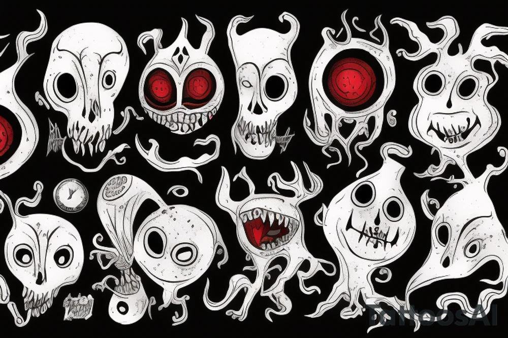black and red monster tattoo idea
