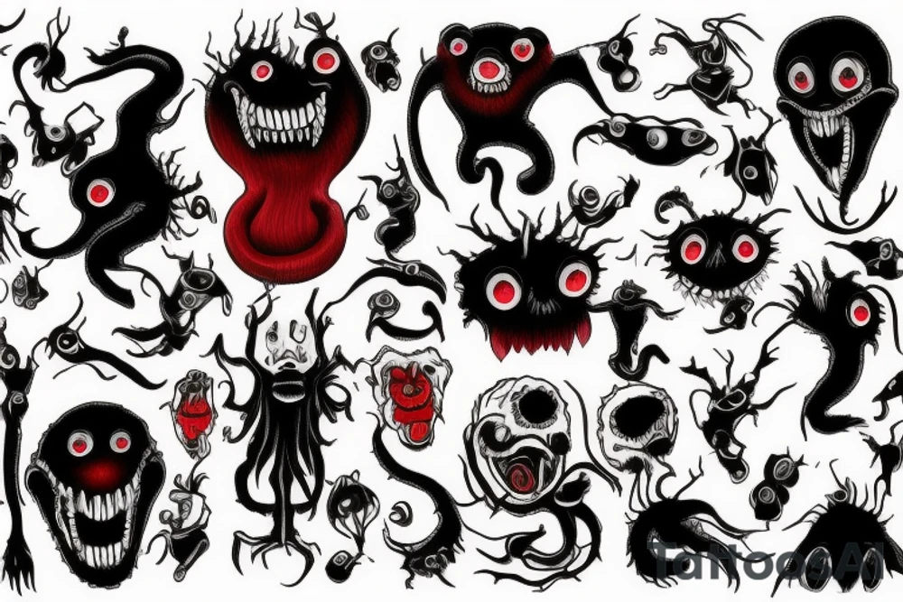 black and red monster tattoo idea