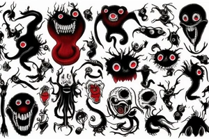black and red monster tattoo idea