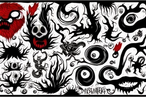 black and red monster
white back ground tattoo idea
