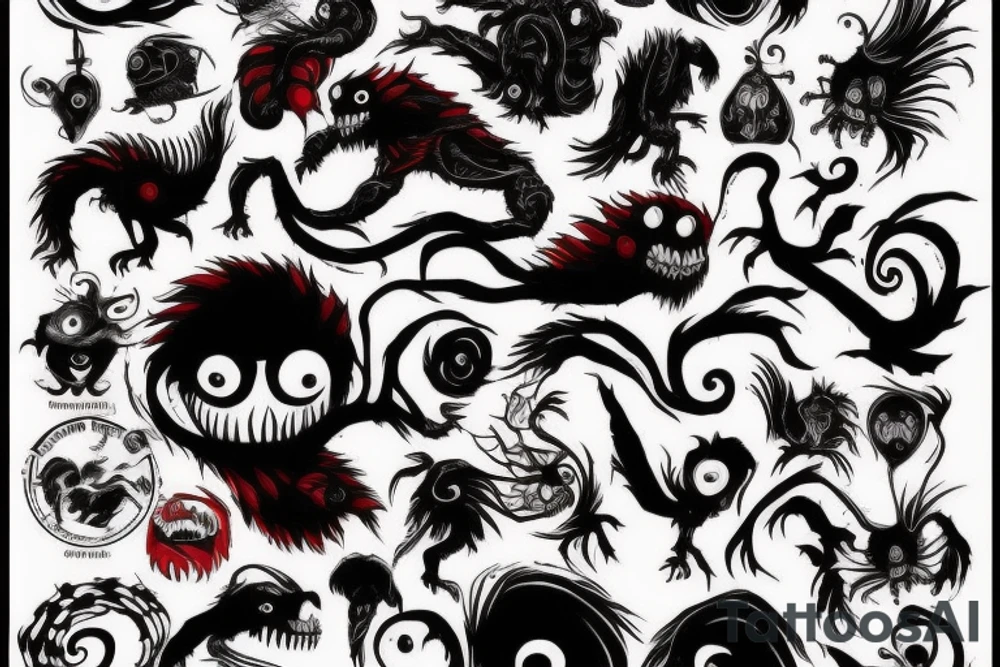 black and red monster
white back ground tattoo idea black and red monster
white back ground tattoo idea