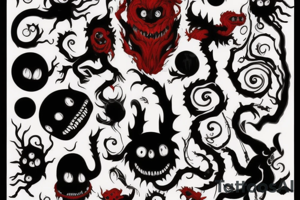 black and red monster
white back ground tattoo idea black and red monster
white back ground tattoo idea