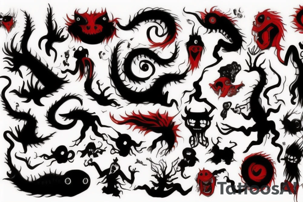 black and red monster
white back ground tattoo idea black and red monster
white back ground tattoo idea
