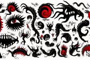 black and red monster
white back ground tattoo idea