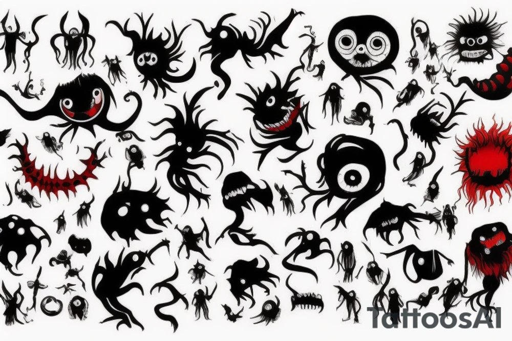 black and red monster
white back ground tattoo idea