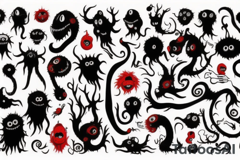 black and red monster
white back ground tattoo idea