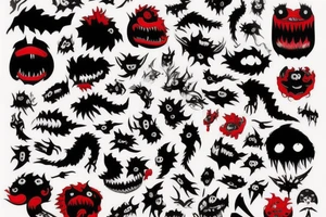 black and red monster
white back ground tattoo idea