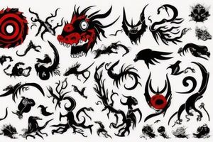 black and red monster
white back ground tattoo idea