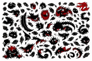 black and red monster
white back ground tattoo idea